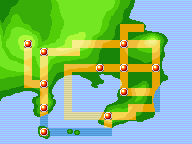 map of the Kanto region in pokémon FireRed